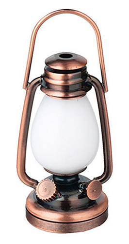 Dollhouse Miniature LED Oil lamp Lantern, Copper